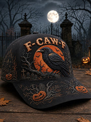 Unisex Vintage Gothic Halloween Raven Print Hat