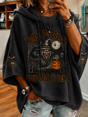 Women’s Funny Halloween Hello Darkness My Old Friend Witch Print Casual Short-Sleeve Hoodie