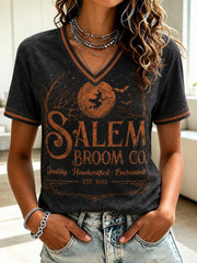 Women's Salem Broom Company Printed V-neck T-shirt
