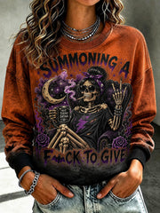 Women's Summoning A Fck to Give Gothic Printed Sweatshirt