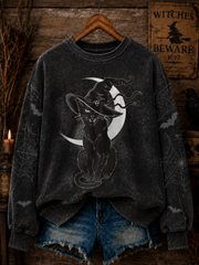Women's Halloween Cat Regular Sweatshirt