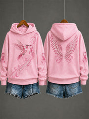 Women's Hummingbird Print Breast Cancer Prevention Regular Sweatshirt