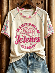 Women's Classic Country Music Inspired Print Memorial Short-sleeved T-shirt