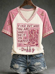 Women's Find Out Who You Are And Do It On Purpose Country Music Legend Tribute V-Neck Tee