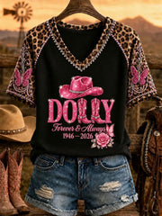 Women's Rip Country Music Queen of Country Printed V-neck T-shirt