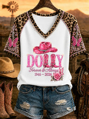 Women's Rip Country Music Queen of Country Printed V-neck T-shirt
