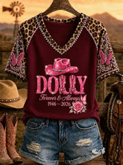 Women's Rip Country Music Queen of Country Printed V-neck T-shirt