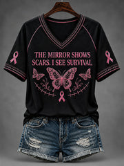 Women's The Mirror Show Scars I See Survival V-neck T-shirt