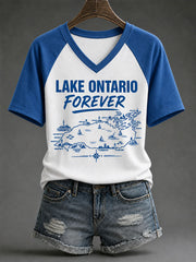 Women's Lake Ontario Casual Art Printed T-Shirt