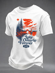 Men's Lake Ontario Casual Art Printed T-Shirt