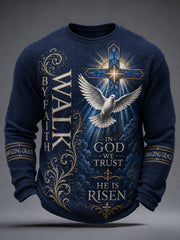 Men's Christian WALK BY FAITH Cross Waffle Long Sleeve T-Shirt