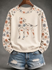 Women's Pit Bull Floral Print Casual Raglan Sleeve Sweatshirt