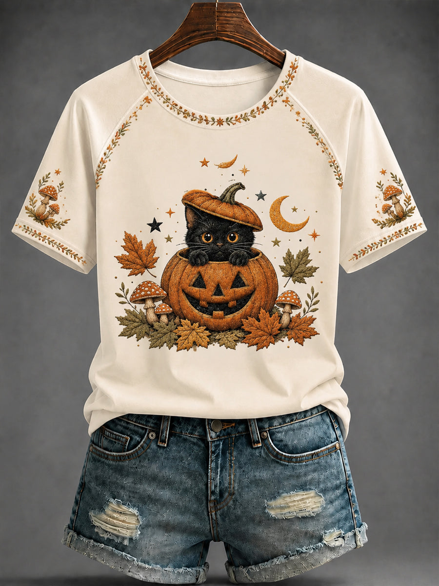 Women's Autumn Halloween Printed T-shirt