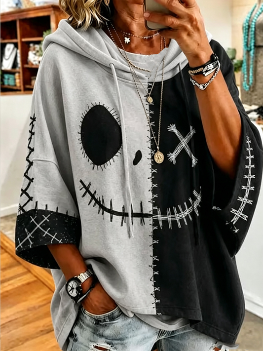 Women’s Halloween Printed Short-Sleeve Hoodie