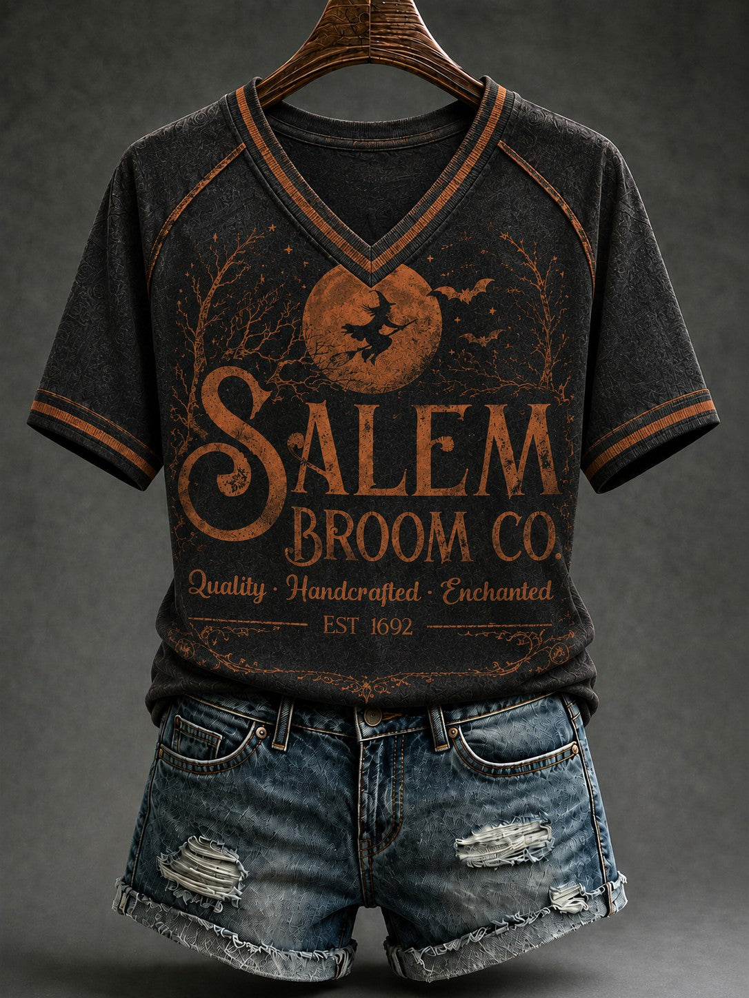 Women's Salem Broom Company Printed V-neck T-shirt