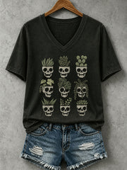 Women's Skull Potted Plant T-Shirt