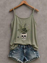 Women's Skull Potted Plant Tank Top