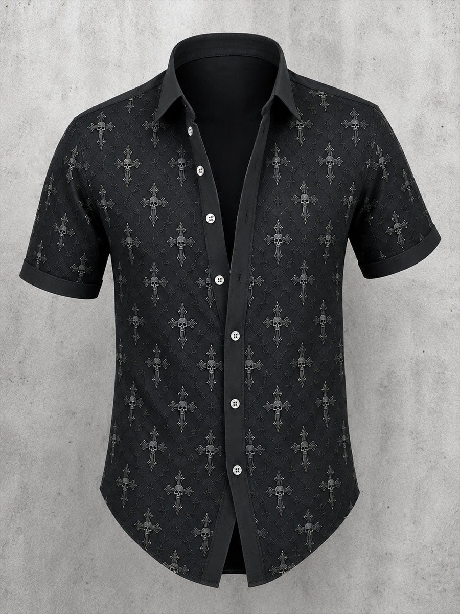 Men's Gothic Skull Cross Shirt
