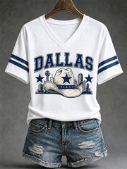Women's Football Gameday Gift For Football Fans Casual V-Neck Tee