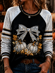 Women's Autumn pumpkin print raglan sleeve sweatshirt