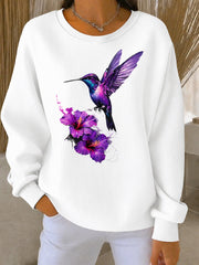 Women's Purple Art Print Casual Sweatshirt