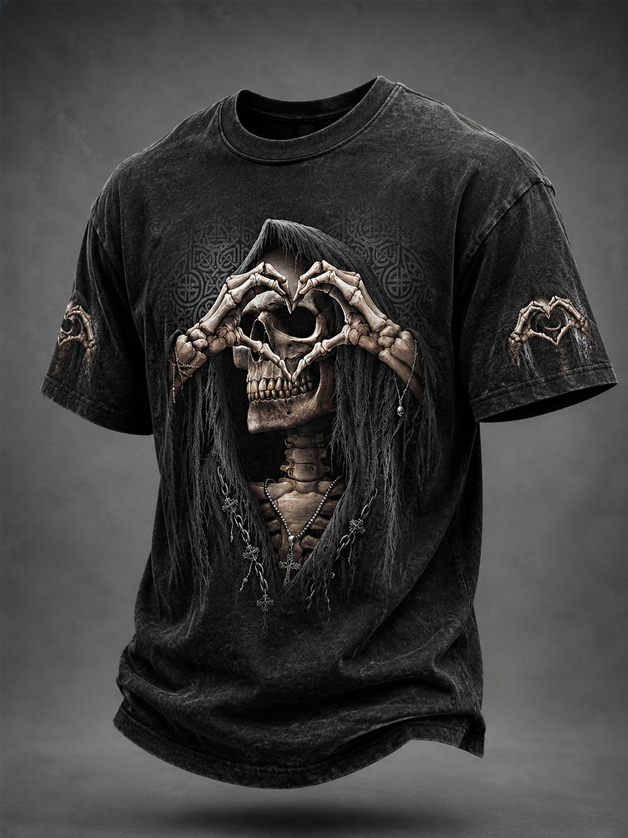 Men's Halloween Skull Print Casual Tee