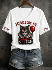 Women's Halloween Evil Cat Casual T-shirt