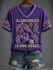 Women's Alzheimer's Disease Halloween Printed V-neck T-shirt