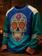 Men's Mexico Day of The Dead Floral Art Printed Sweatshirt