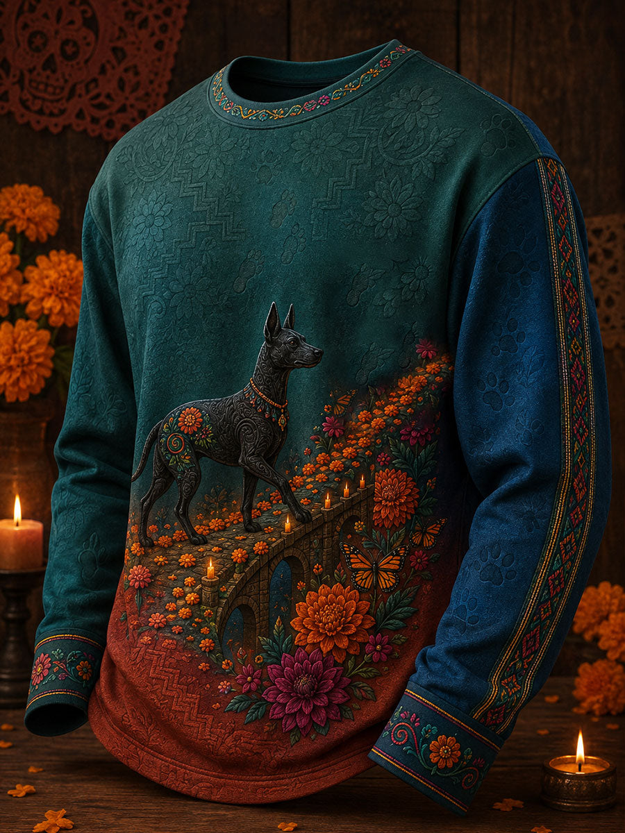 Men's Mexico Day of The Dead Floral Art Printed Sweatshirt