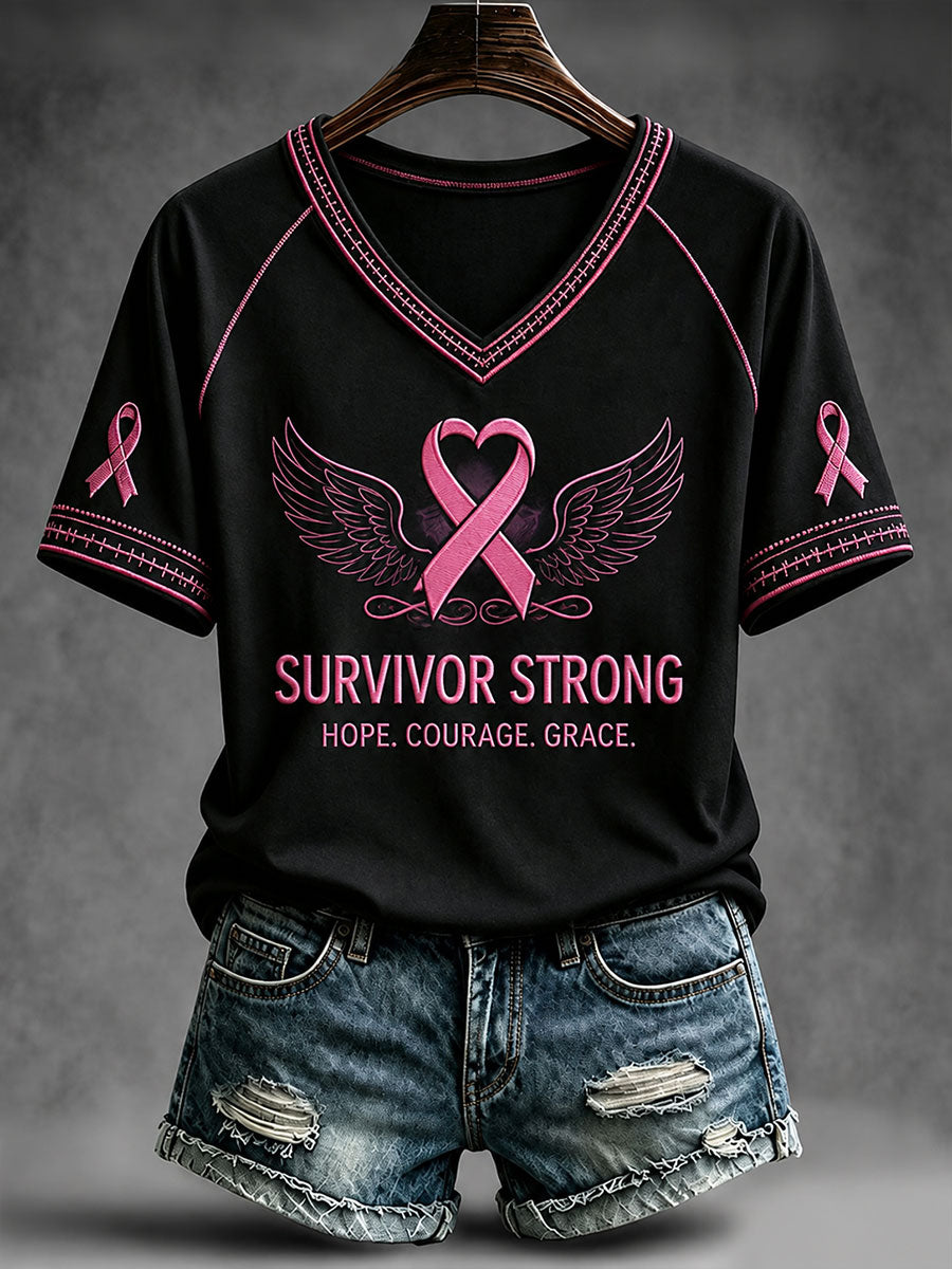 Women's Survivor Strong V-neck T-shirt