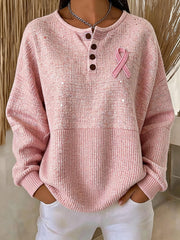 Women's Breast Cancer Awareness Printed Casual Top