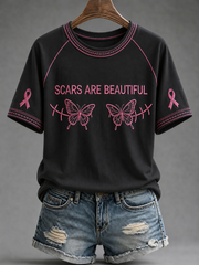 Women's Scars Are Beautiful Round Neck Short Sleeve T-shirt