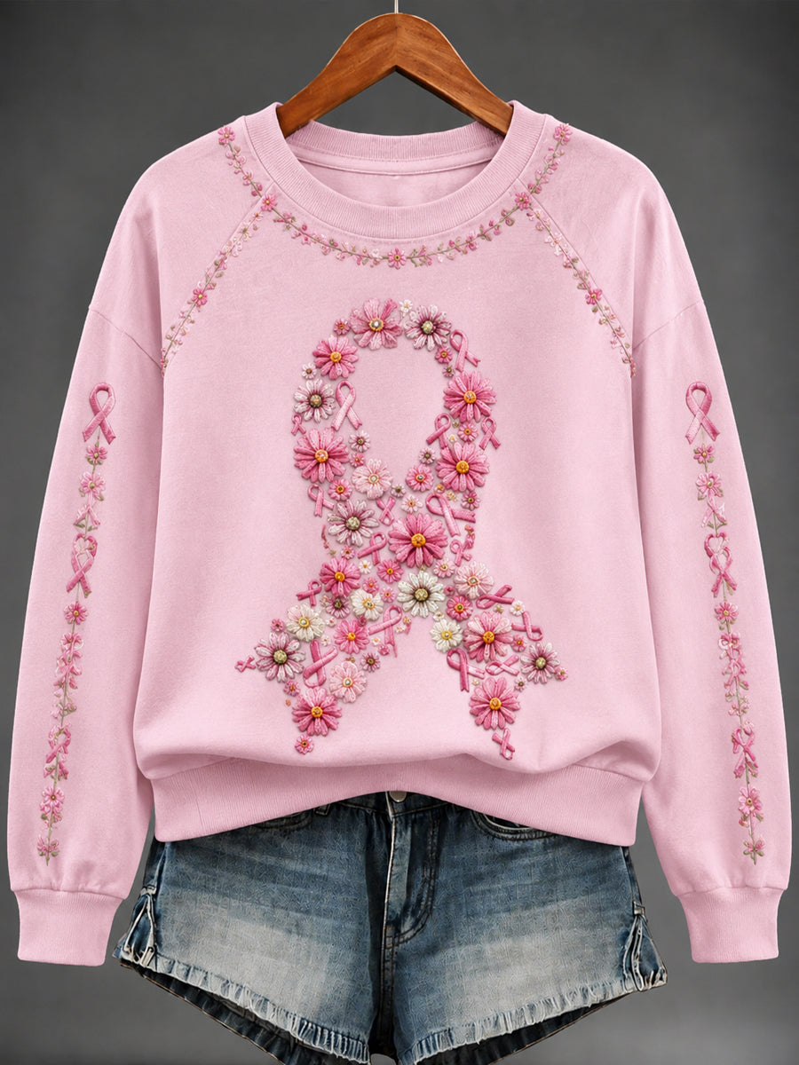 Women's Breast Cancer Print Sweatshirt