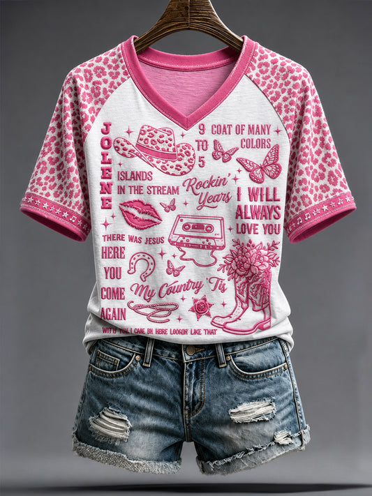 Women's Rip Country Music Lover Queen of Country Printed T-shirt