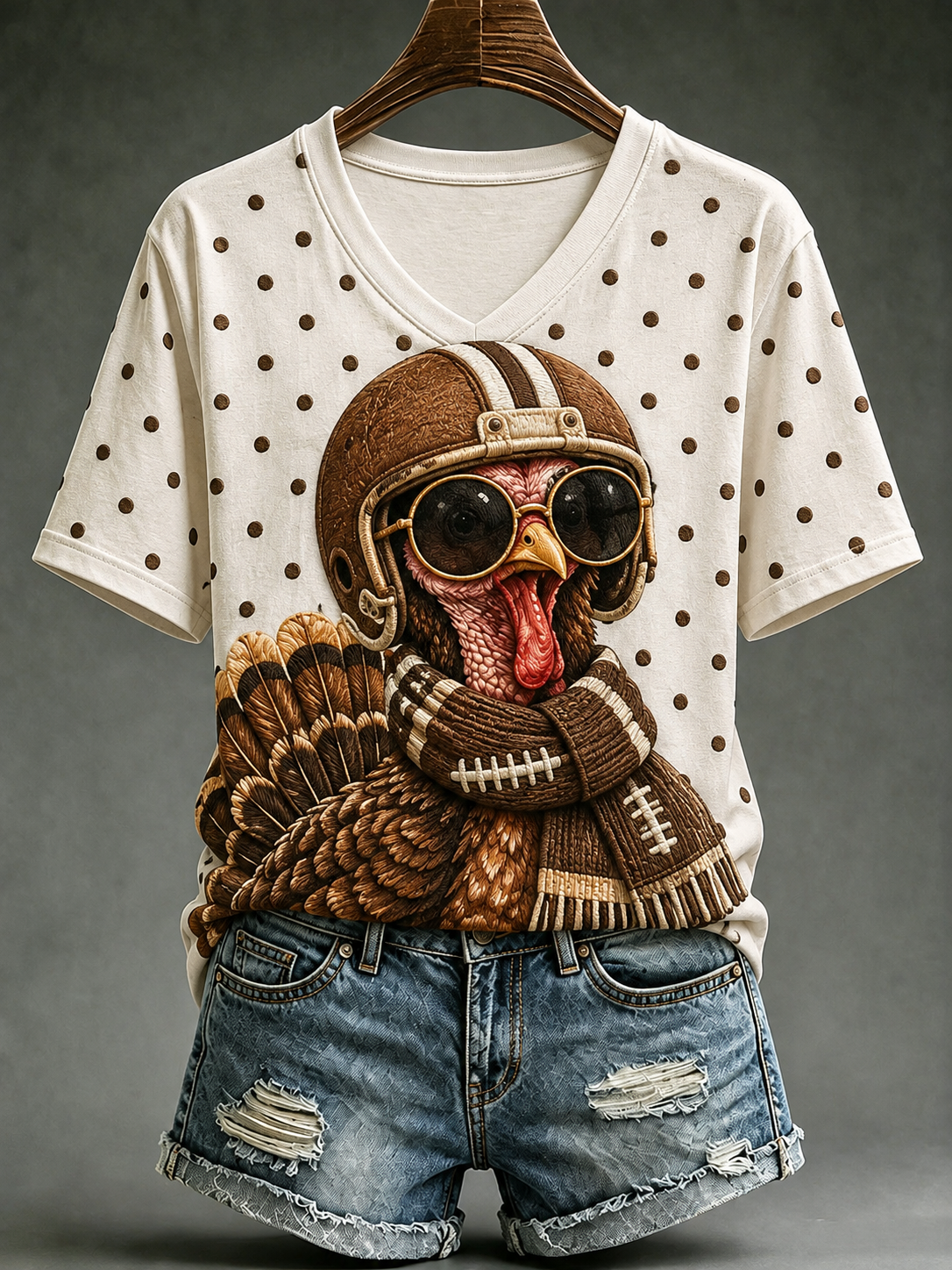 Women's Fun Turkey Football Short-sleeved T-shirt
