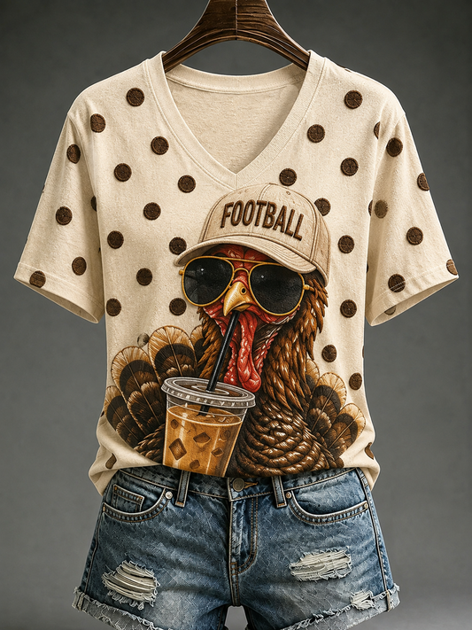 Women's Fun Turkey Football Short-sleeved T-shirt