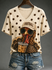 Women's Fun Turkey Football Short-sleeved T-shirt