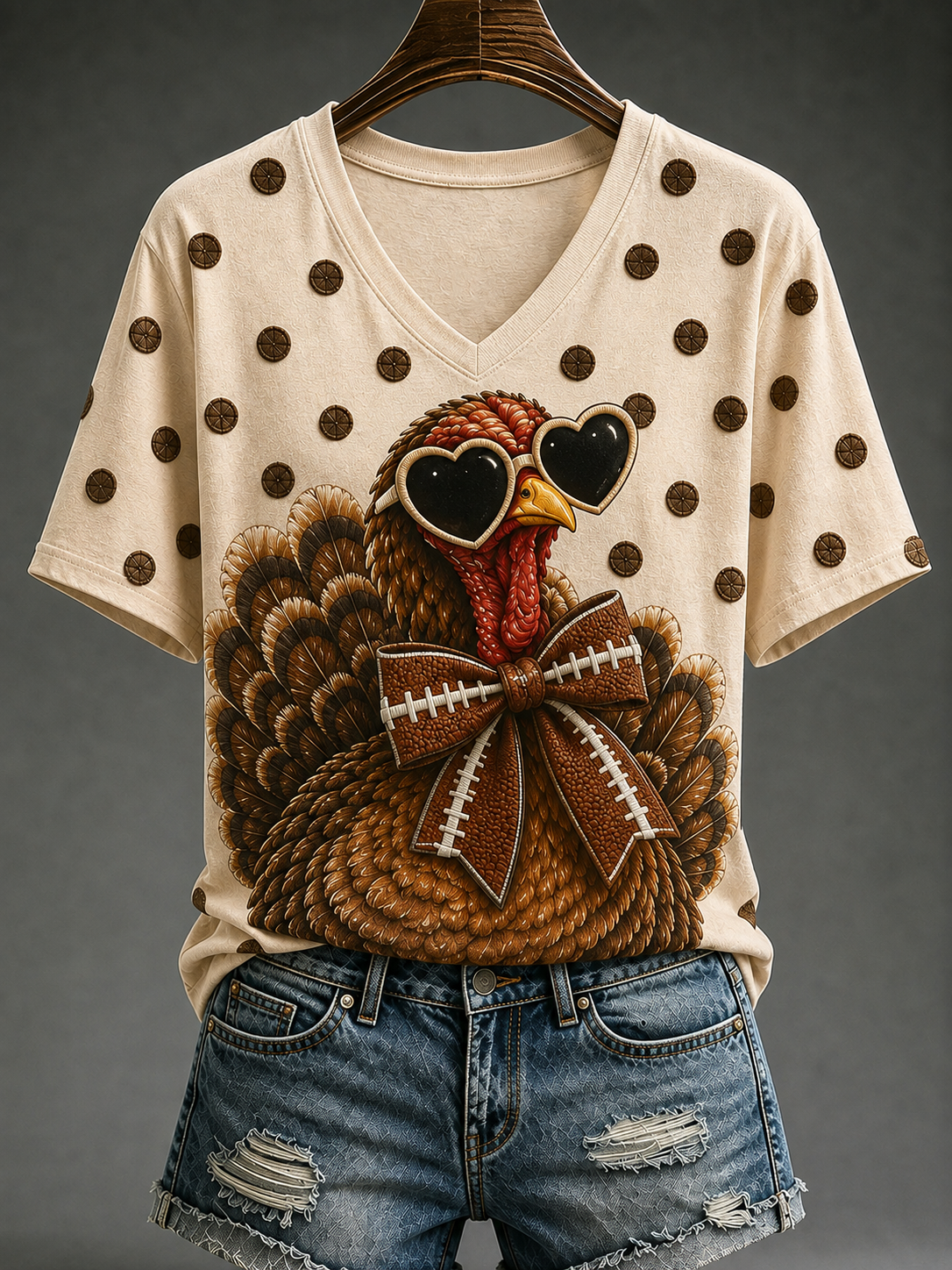 Women's Fun Turkey Football Short-sleeved T-shirt