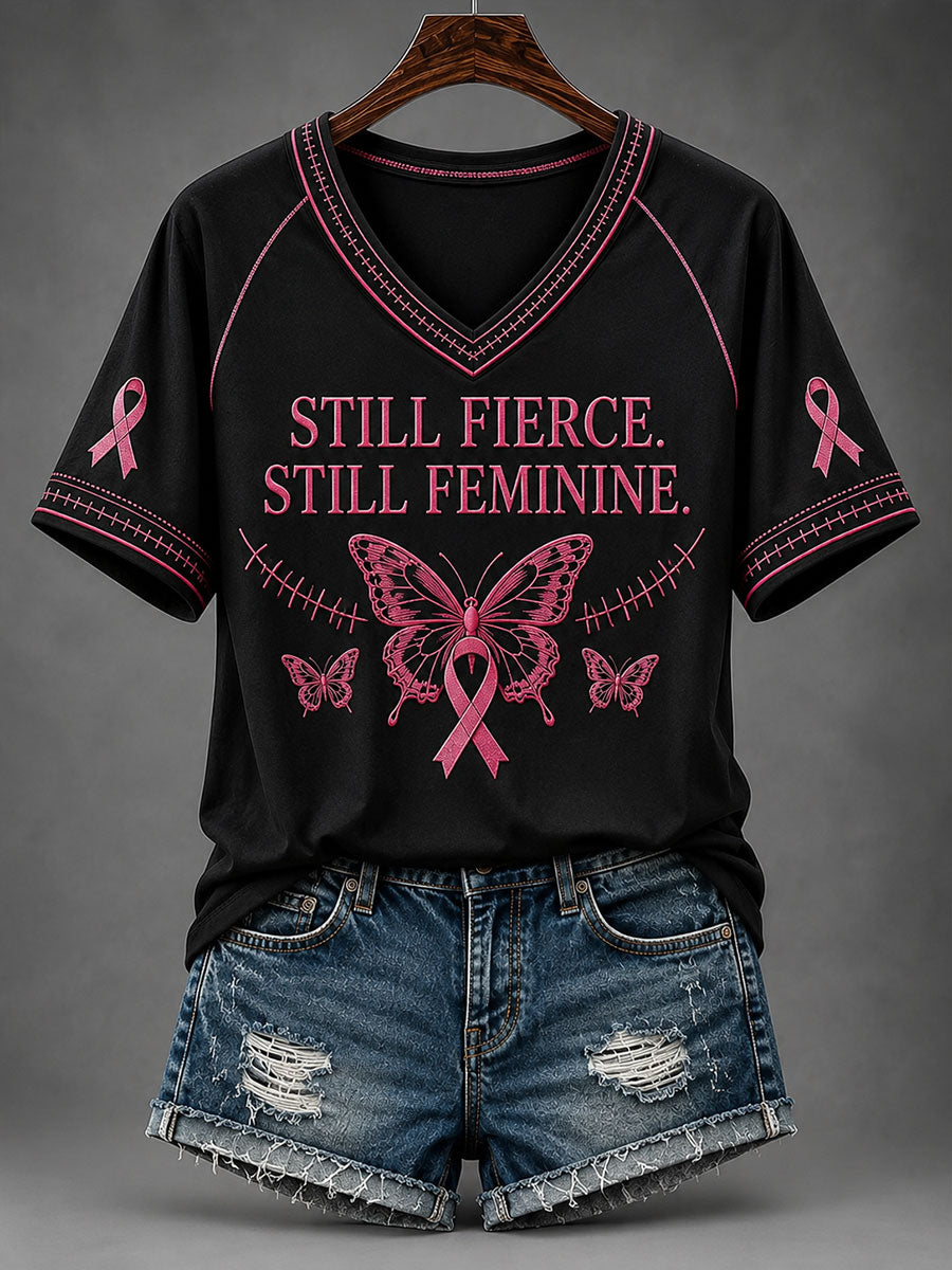 Women's Still Fierce Still Feminine V-neck T-shirt