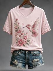 Women's Hummingbird Art Print short-sleeved T-shirt