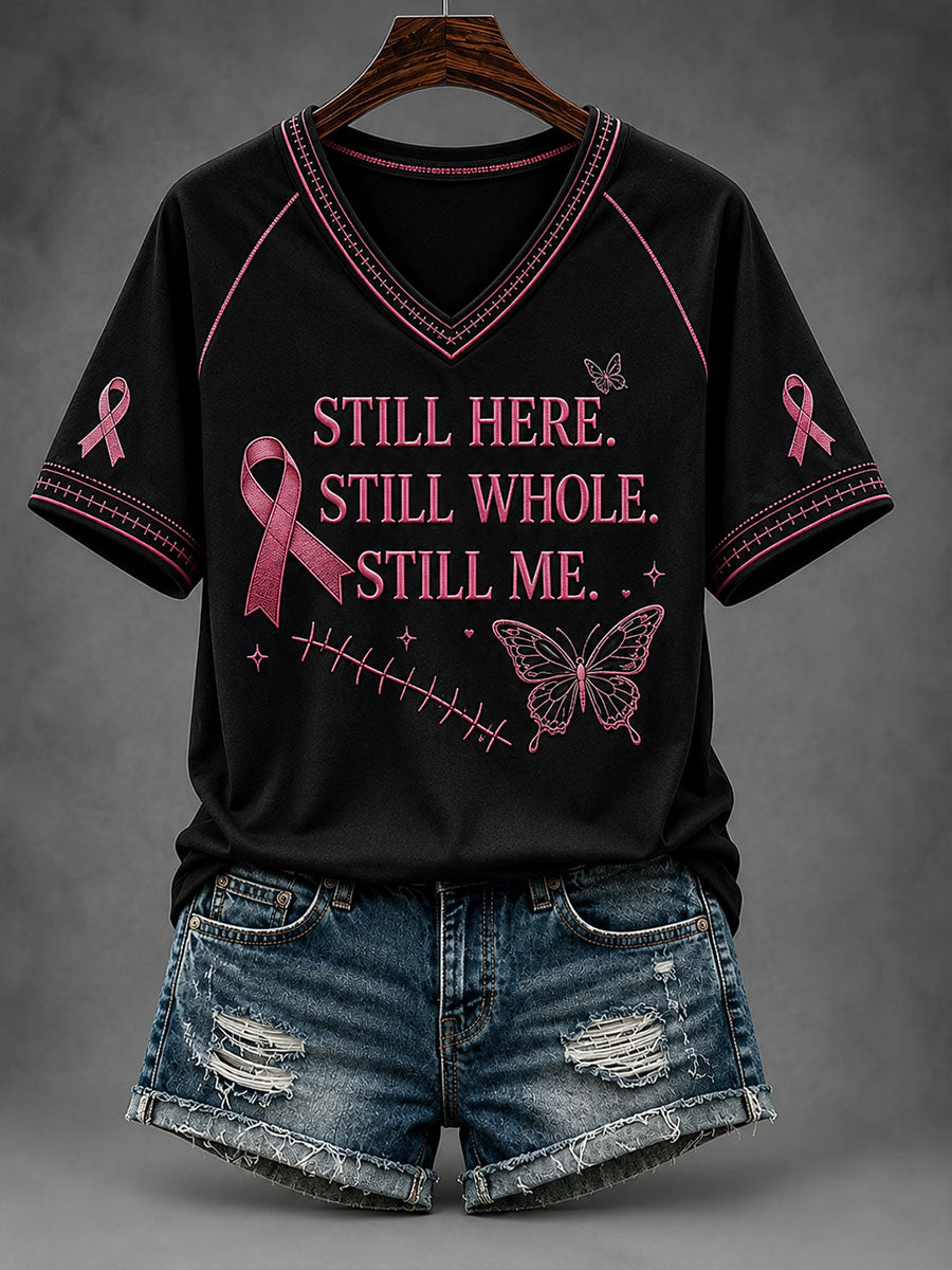 Women's Still Here Still Whole Still Me V-neck T-shirt