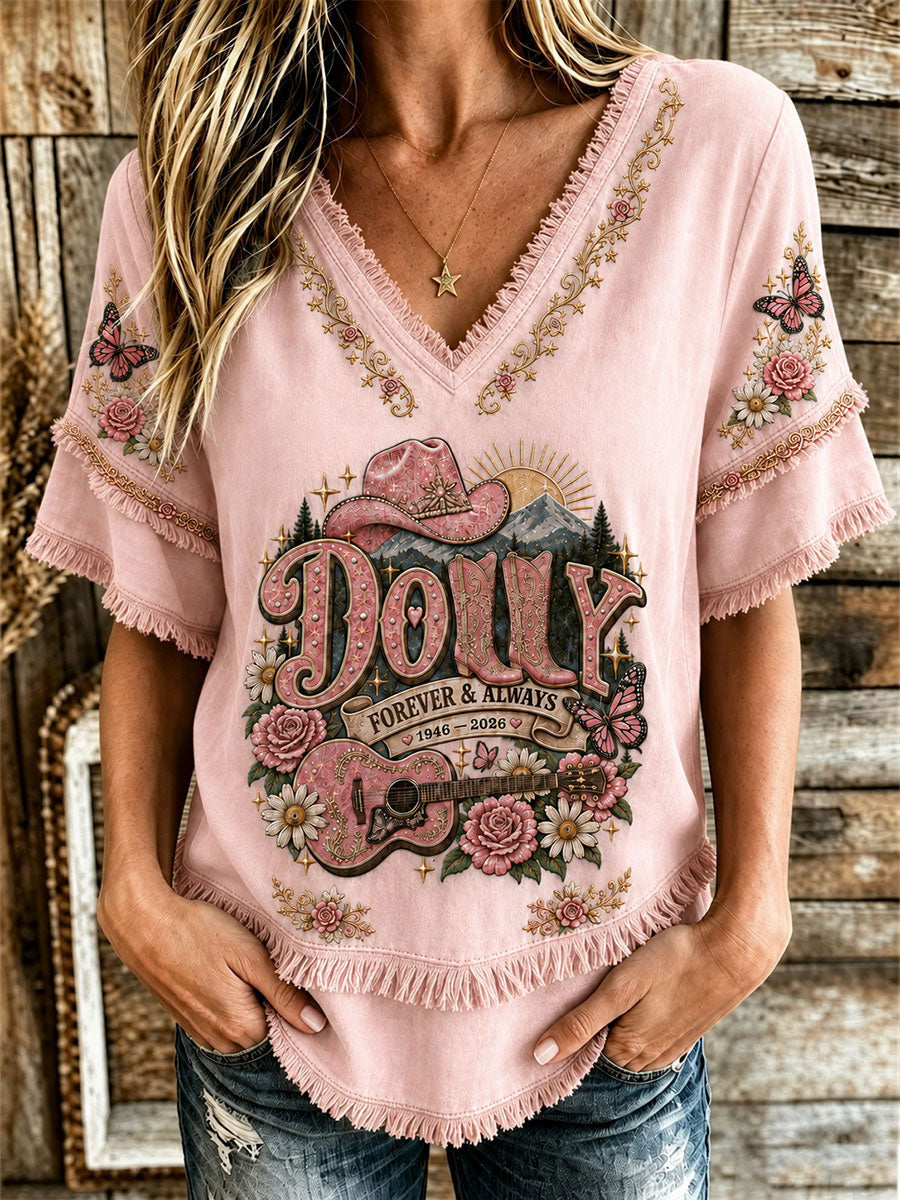 Women's Rip Country Music Queen Printed Cotton-Linen Shirt
