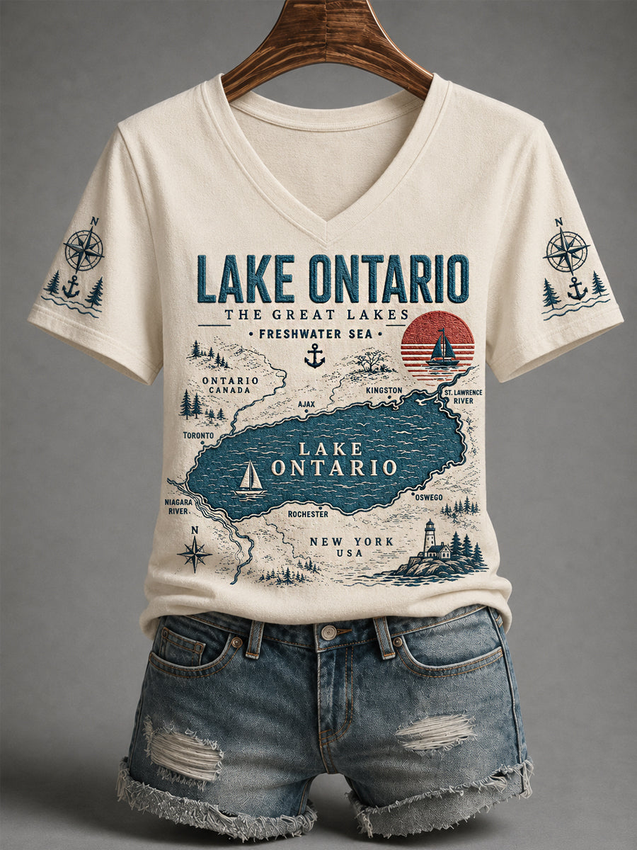 Women's Lake Ontario Always And Forever V-Neck Tee