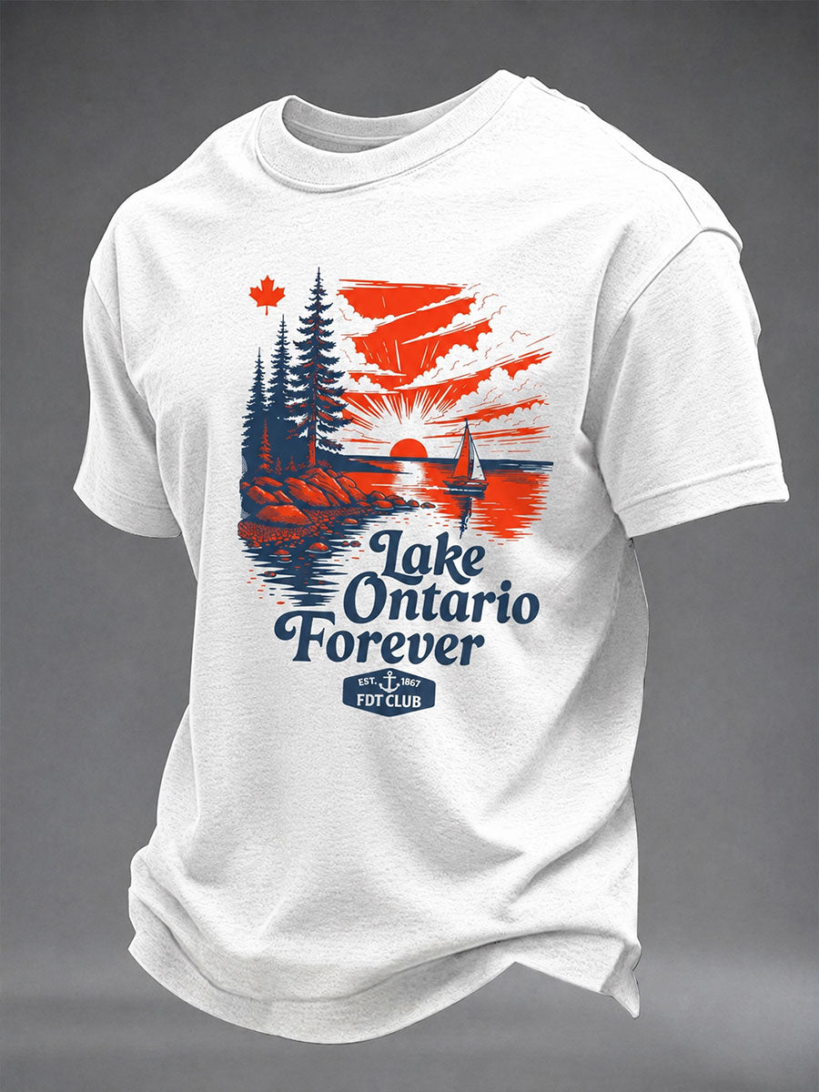 Men's Lake Ontario Casual Art Printed T-Shirt
