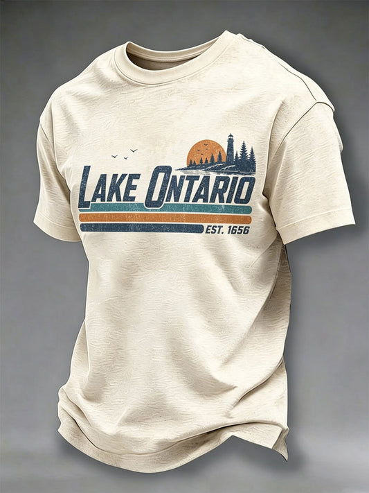 Men's Ontario Lake Printed Casual T-Shirt