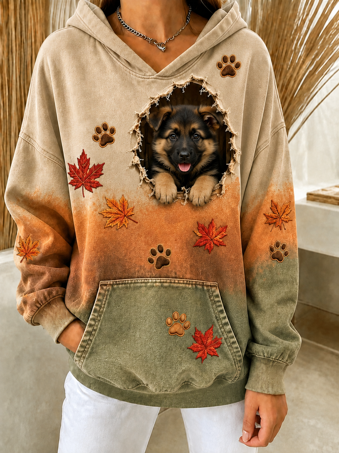 Women's Fun Autumn Dog Regular Sweatshirt