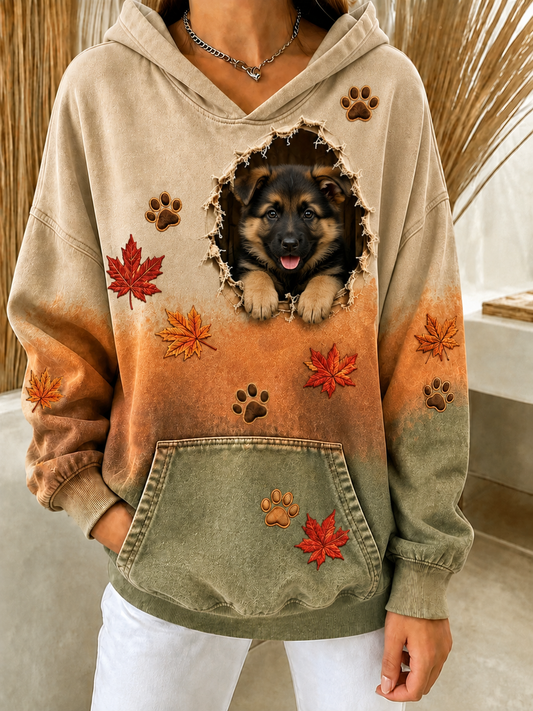 Women's Fun Autumn Dog Regular Sweatshirt