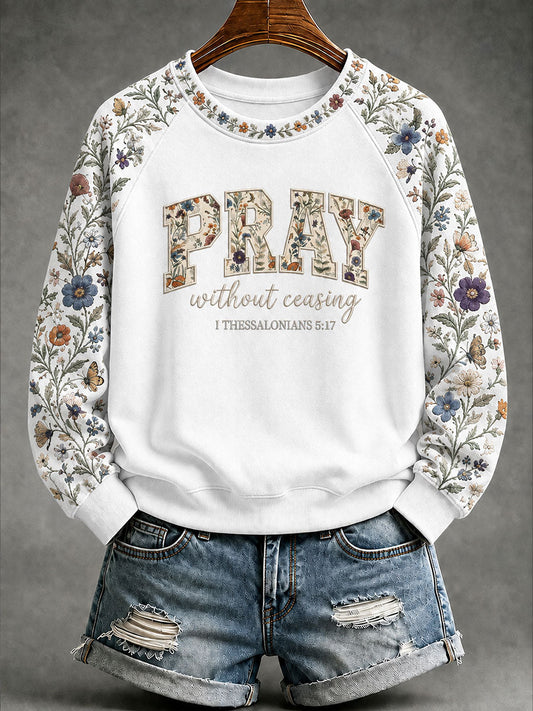 Women’s 'Pray Without Ceasing' Printed Casual Sweatshirt