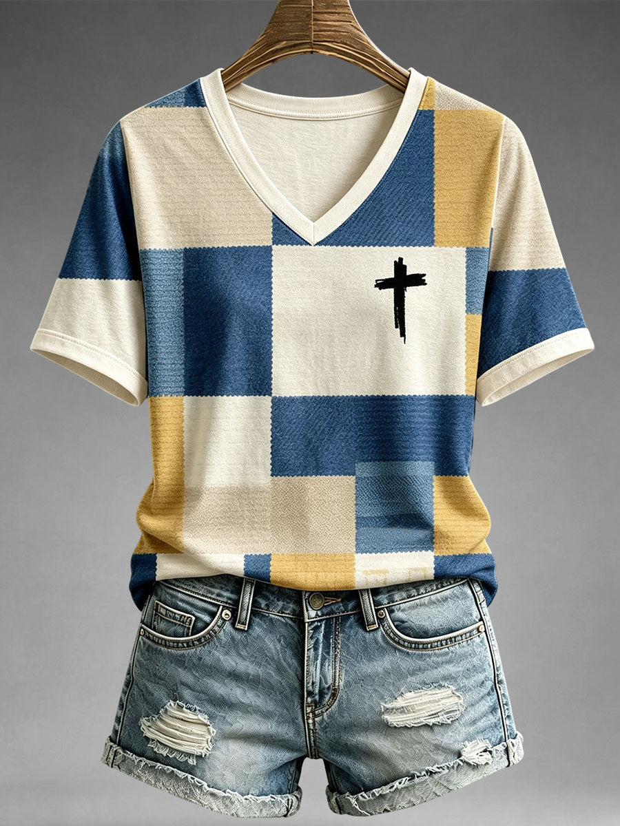 Women's Faith-Themed Quilt Art T-Shirt